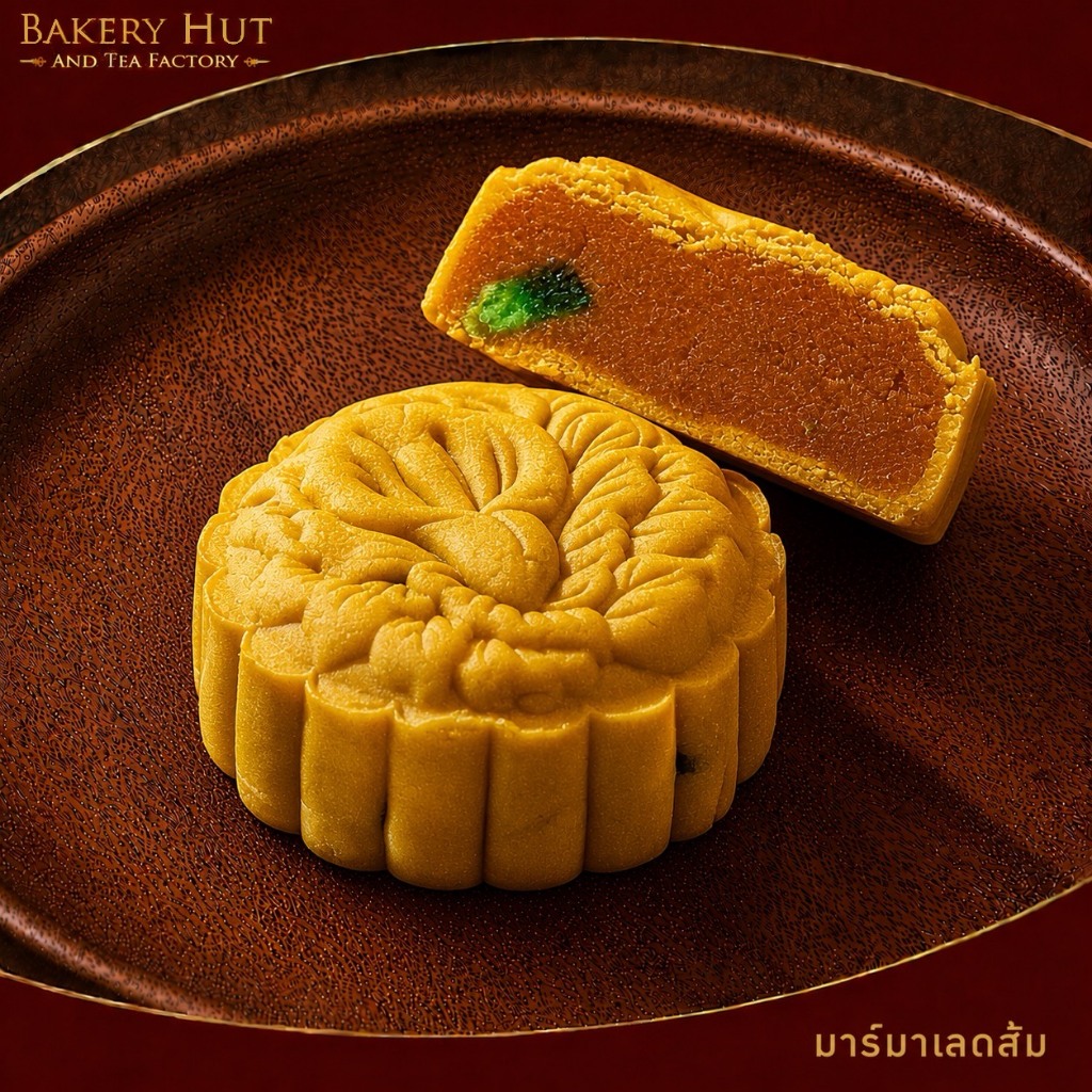 Bakery Hut ขนมไหว้พระจันทร์ มาร์มาเลดส้ม ชิ้นเดี่ยว บรรจุถุง ไม่มีกล่อง ขนาดเล็ก และใหญ่ เบเกอรี่ฮัท