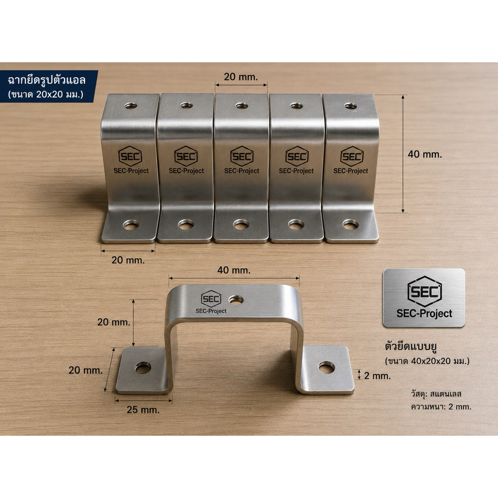 ขา ยกรางปีกนก สแตนเลส #Mounting Rail Support SEC รุ่น 6702