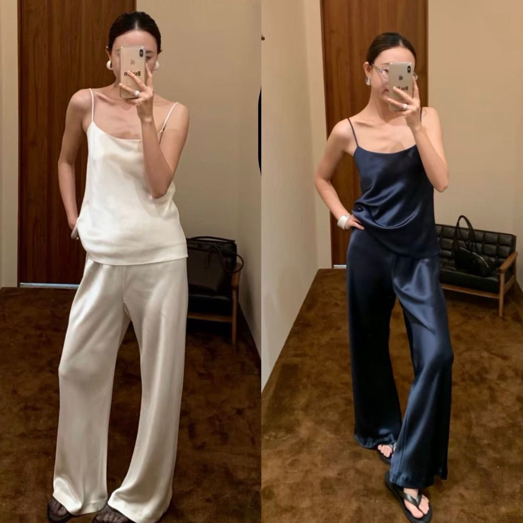 INTUON‘ ชุดเชต สายเดี่ยว อกสวย สายปรับได้ ใส่ชับ+กางเกงขายาวกระบอบตรง ชิปหลัง มีกระเป๋าข้างดูสวยแพง เนื้อผ้าชาตินอย่างดี