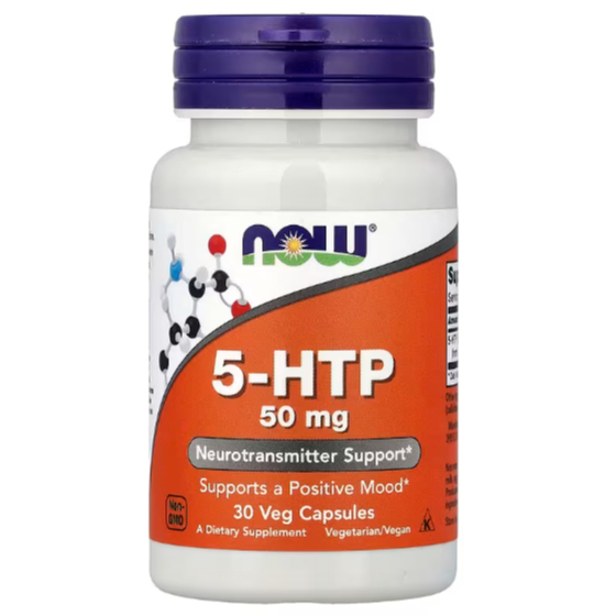 สารตั้งต้นเซโรโทนิน NOW Foods, 5-HTP, 50 mg, 30 Veg Capsules