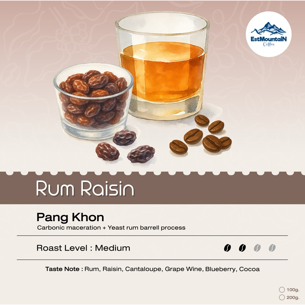 เมล็ดกาแฟ คั่วกลางอ่อนรัมเรซิ่น Rum Raisin