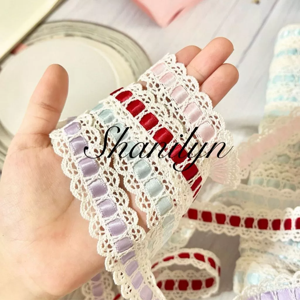 🌟น่ารักมาก🌟 ริบบิ้นสอด 41/41 ตกแต่งเสื้อผ้า ริบบิ้น ราคาต่อหลา ริบบิ้นตกแต่ง ตกแต่งกระเป๋า ตกแต่งเสื้อผ้า โบฮีเมี่ยน