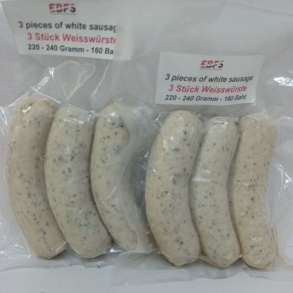 Hausgemachte Weisswürste 3 × 3 Stück 440-480 Gramm / Homemade white sausages 3 × 3 piece