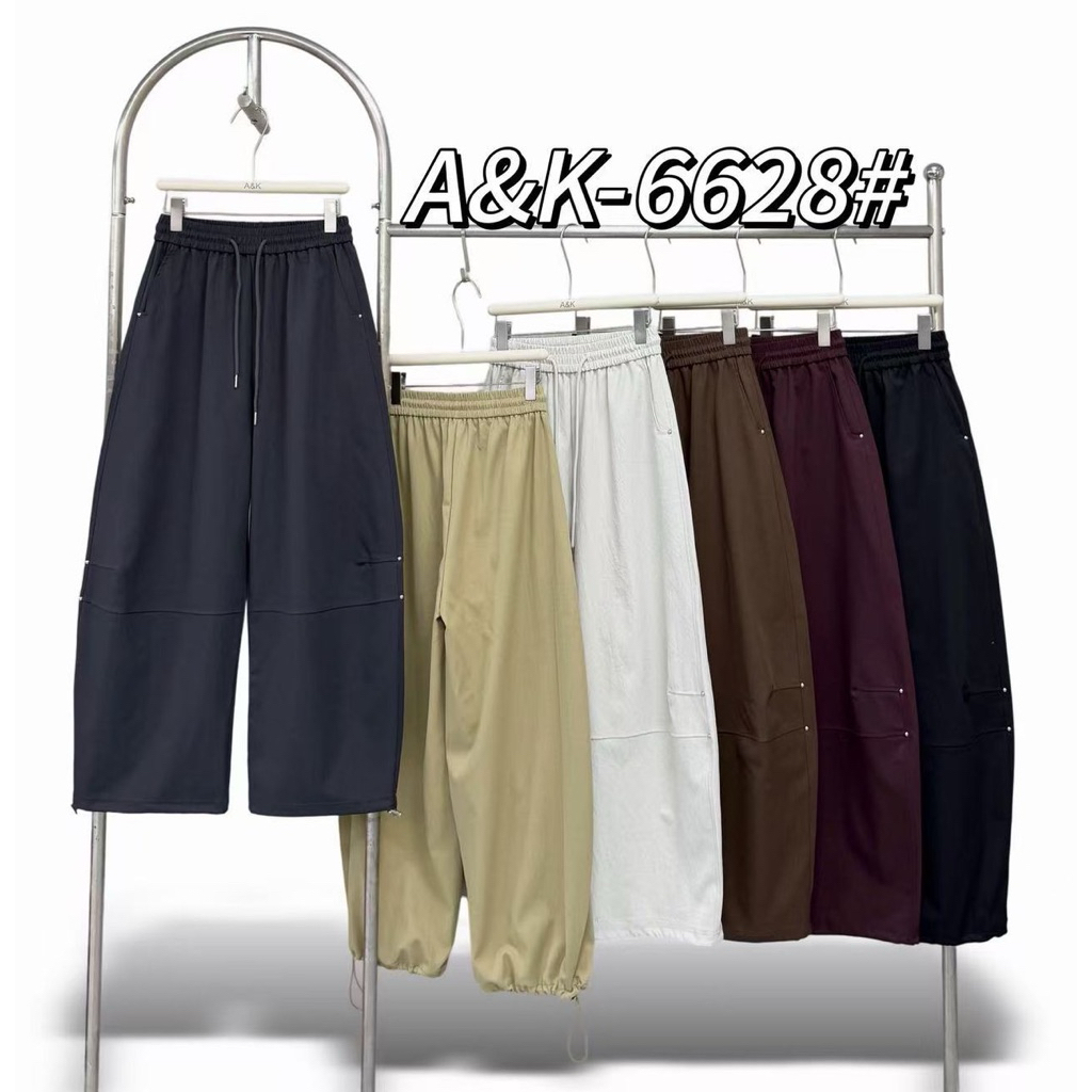 รหัส6628กางเกงขายาวผ้าเยลลี่รุ่นปลายขาปล่อยได้ขาจั๊มได้งานป้ายA&Kผ้านิ่มใส่สบายฟรีไซส์เอวสูง