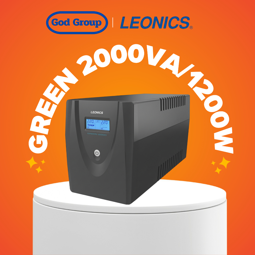LEONICS GREEN-2000 เครื่องสำรองไฟ UPS (2000VA/1200W) ปรับแรงดันไฟอัตโนมัติ