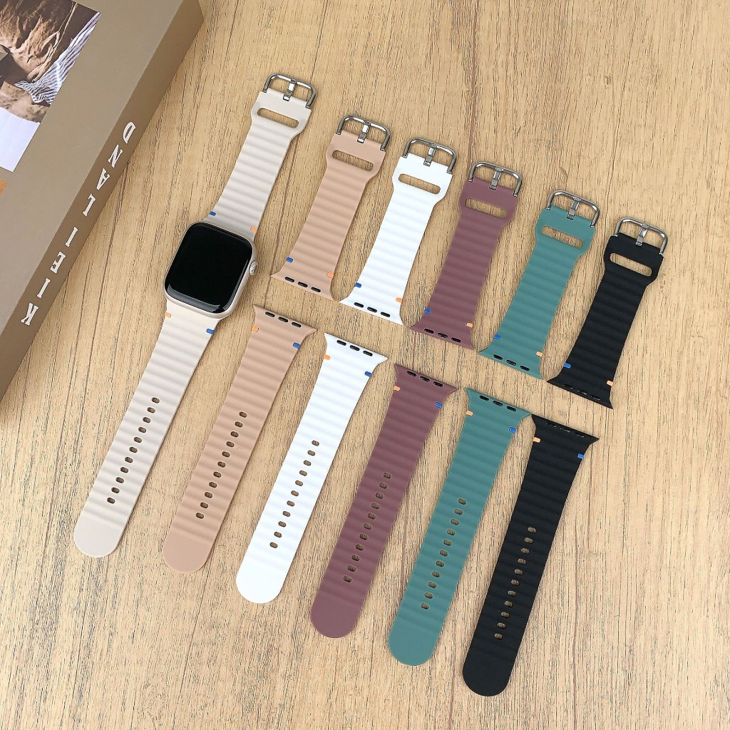 พร้อมส่ง สายซิลิโคน Buckle Style ด้ายสี ใช้ได้กับ Smart Watch 11 10 9 8 7 6 5 4 3 2 1 Se Ultra AI11 