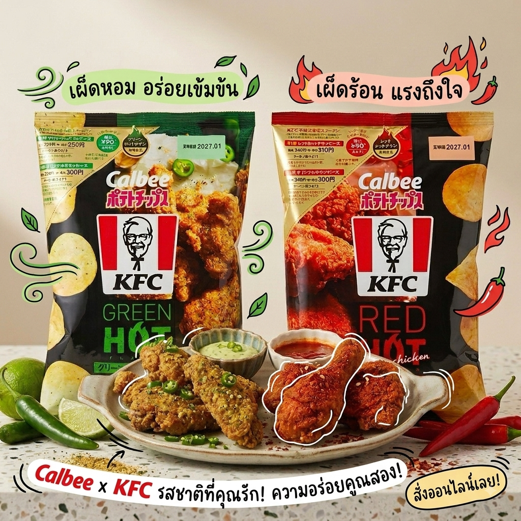 พร้อมส่งในไทย มันฝรั่งทอดกรอบ Calbee x KFC (ลิมิเต็ดจากญี่ปุ่น)
