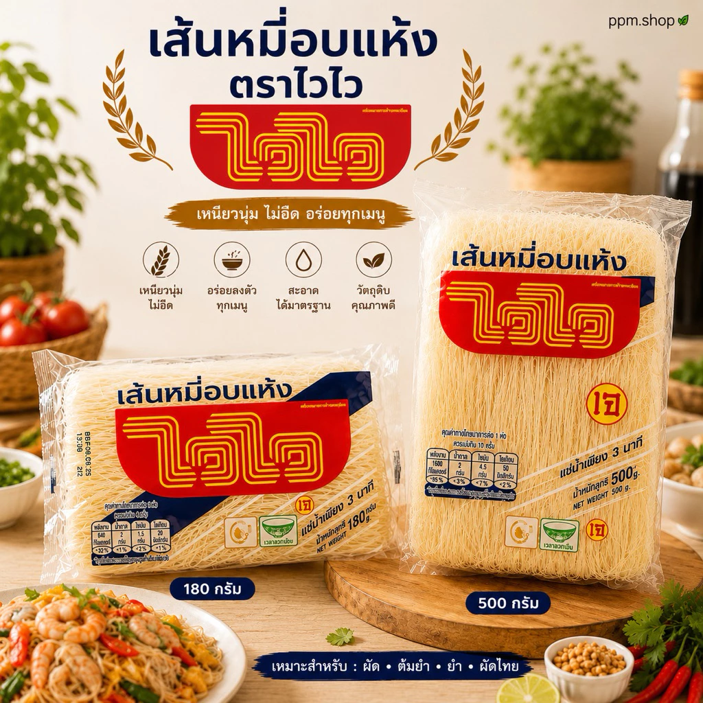 เส้นหมี่อบเเห้ง ไวไว Dehydrated Rice Vermicelli