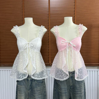 chichemise รุ่น ปะการัง เสื้อสายเดี่ยวแขนยางยืด อกเสริมฟองน้ำ ดีเทลผ่าหน้า ( มีหลายสี )