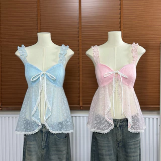 chichemise รุ่น ปะการัง เสื้อสายเดี่ยวแขนยางยืด อกเสริมฟองน้ำ ดีเทลผ่าหน้า ( มีหลายสี )