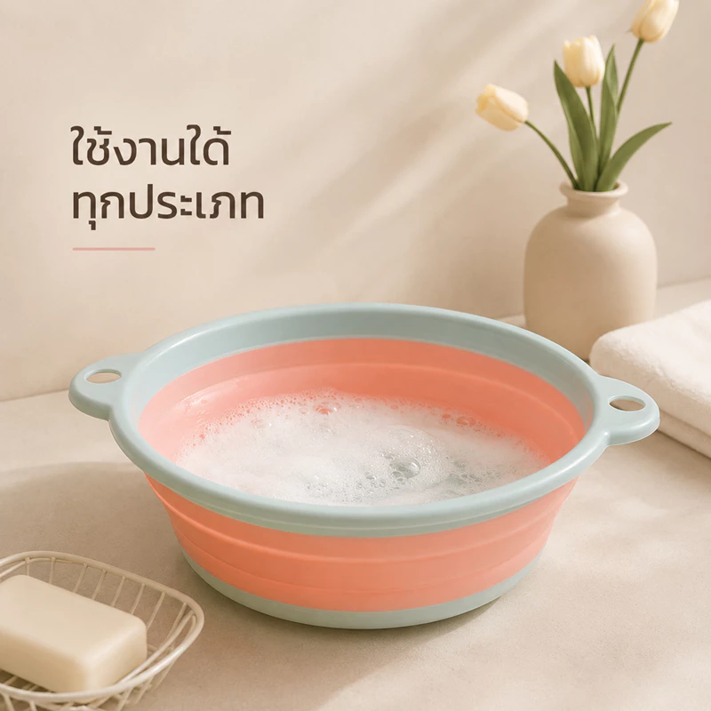 อ่างกลม อ่าง กะละมัง กะละมังพับได้ กะละมังซิลิโคนอเนกประสงค์ กะละมังล้างผักผลไม้ ซักผ้า ตั้งแคมป์ กะละมังแบบพกพา