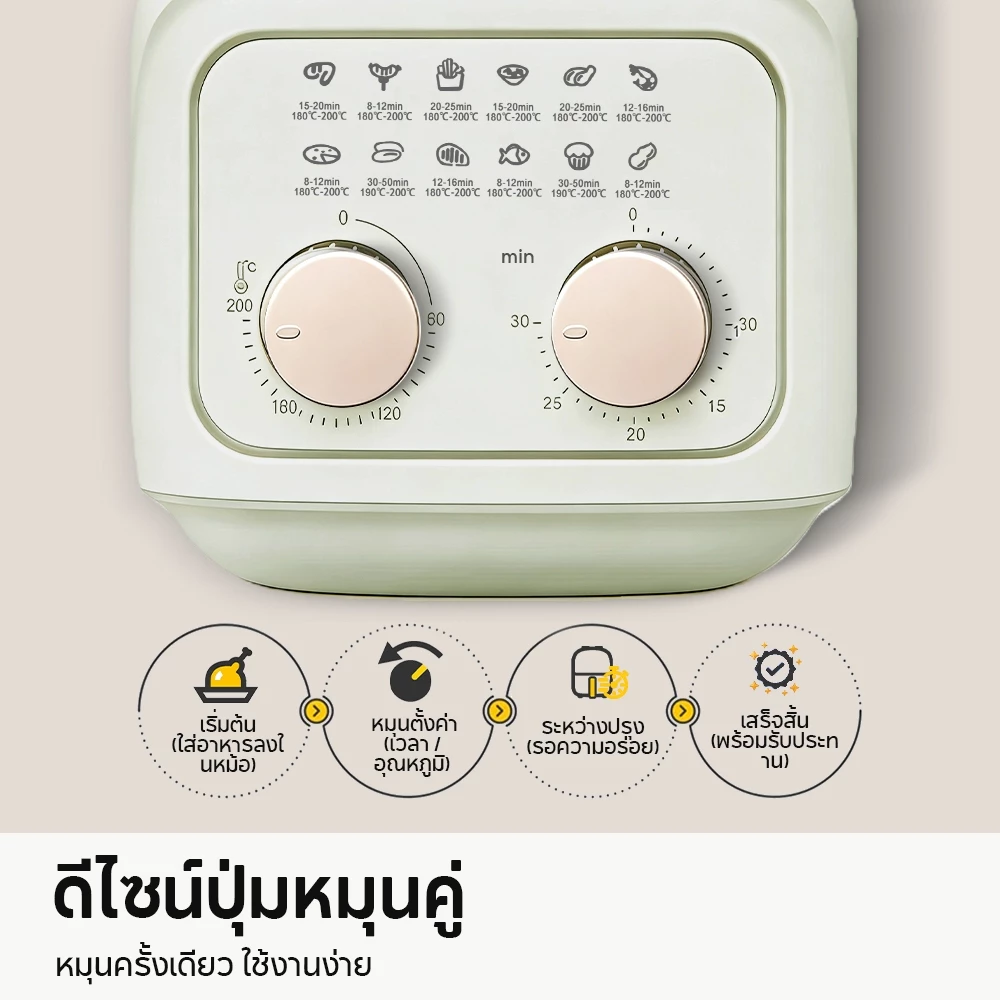 YOTEX หม้อทอดไร้น้ำมัน หม้ออบลมร้อน 4.2L ไขมันต่ำ ดีไซน์มินิมอล ระบบลมร้อนหมุนเวียน 360 องศา เนกประสงค์ Air fryer thumbnail 4