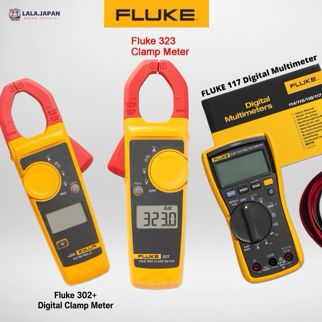 สินค้าพร้อมส่ง FLUKE 117 / 323 / 302+ มัลติมิเตอร์ เครื่องวัดไฟฟ้า True RMS แคลมป์มิเตอร์ สำหรับช่างไฟฟ้า