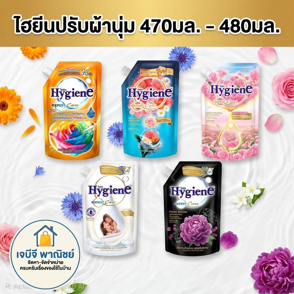 (เลือกกลิ่นได้)ไฮยีน เอ็กซ์เพิร์ท แคร์ น้ำยาปรับผ้านุ่มสูตรเข้มข้นพิเศษ 470-480 มล.