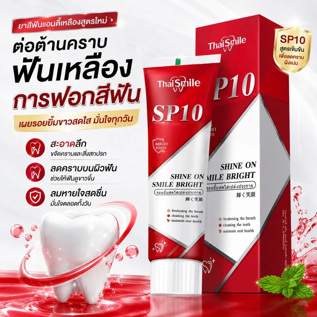 ยาสีฟันขจัดคราบฟันเหลือง กำจัดกลิ่นปาก ป้องกันฟันผุ ไวท์เทนนิ่งสูง เหมาะทุกคนในครอบครัว พร้อมส่งวันนี้