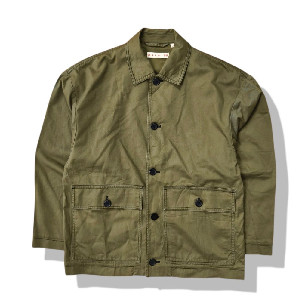 Uniqlo x Marni Collaboration Olive Green Oversized Utility Jacket(S) มือสอง รอบอก 43”