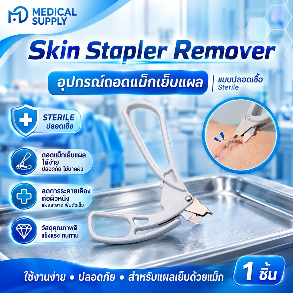 อุปกรณ์ถอดแม็กเย็บแผล Skin Stapler Remover 1 ชิ้น | ที่ถอดแม็กเย็บแผล คีมถอดแม็ก Disposable แบบปลอดเชื้อ อุปกรณ์การแพทย์