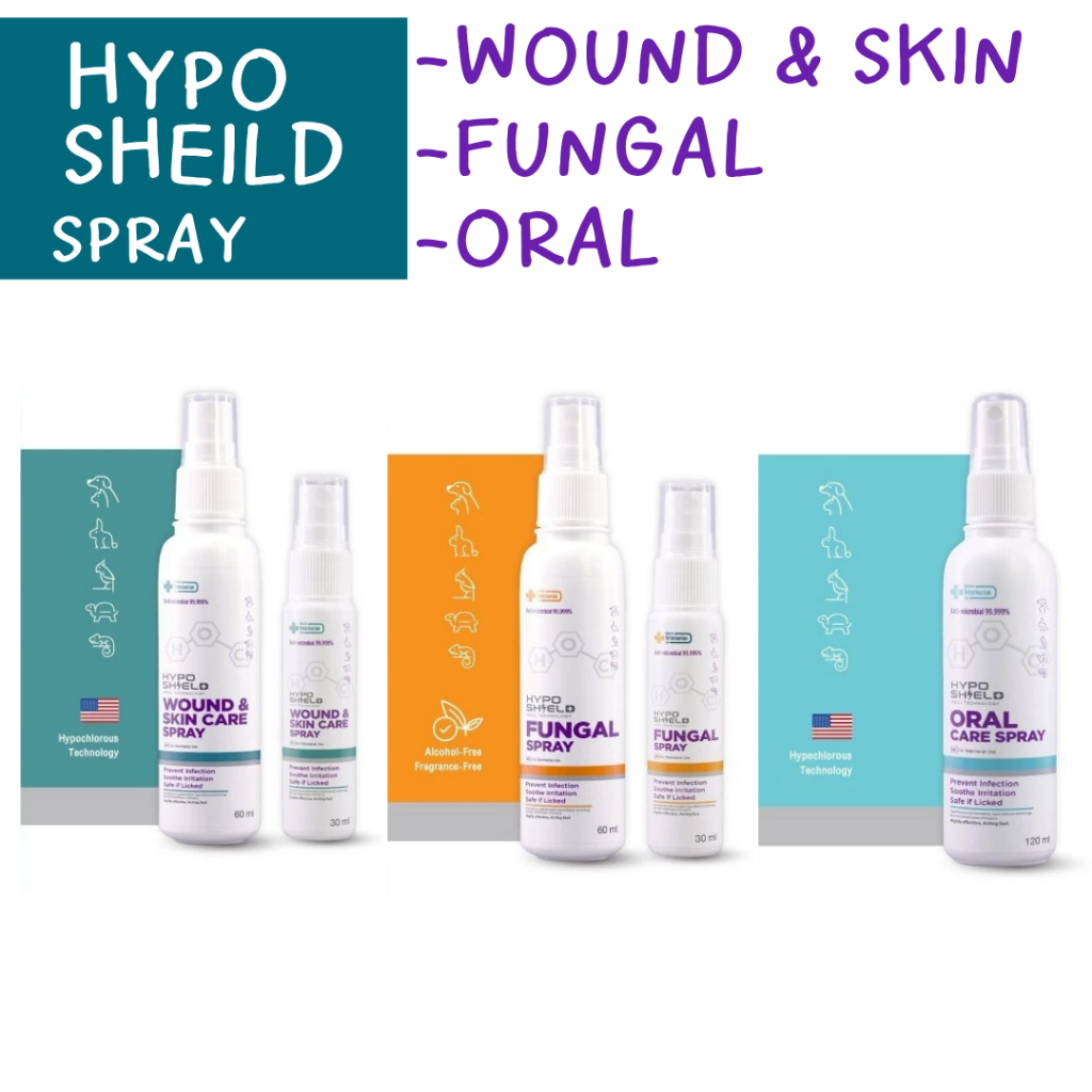 HYPO SHEILD SPRAY CARE : Wound & Skin , Fungal, Oral สเปรย์ดูแลผิวหนัง เชื้อยีสต์ รา และดูแลช่องฟากสำหรับสัตว์เลี้ยง