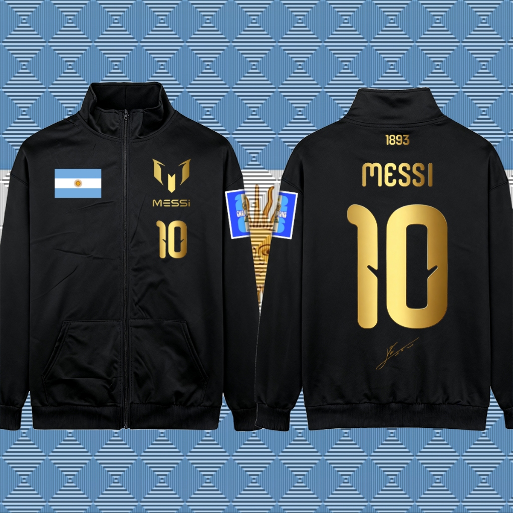 Hot/Lionel Messi Argentina Number 10 football jersey/ยืนคอ Cardigan sports แจ็คเก็ต Unisex เสื้อโค้ท/hooded cardigan/Top