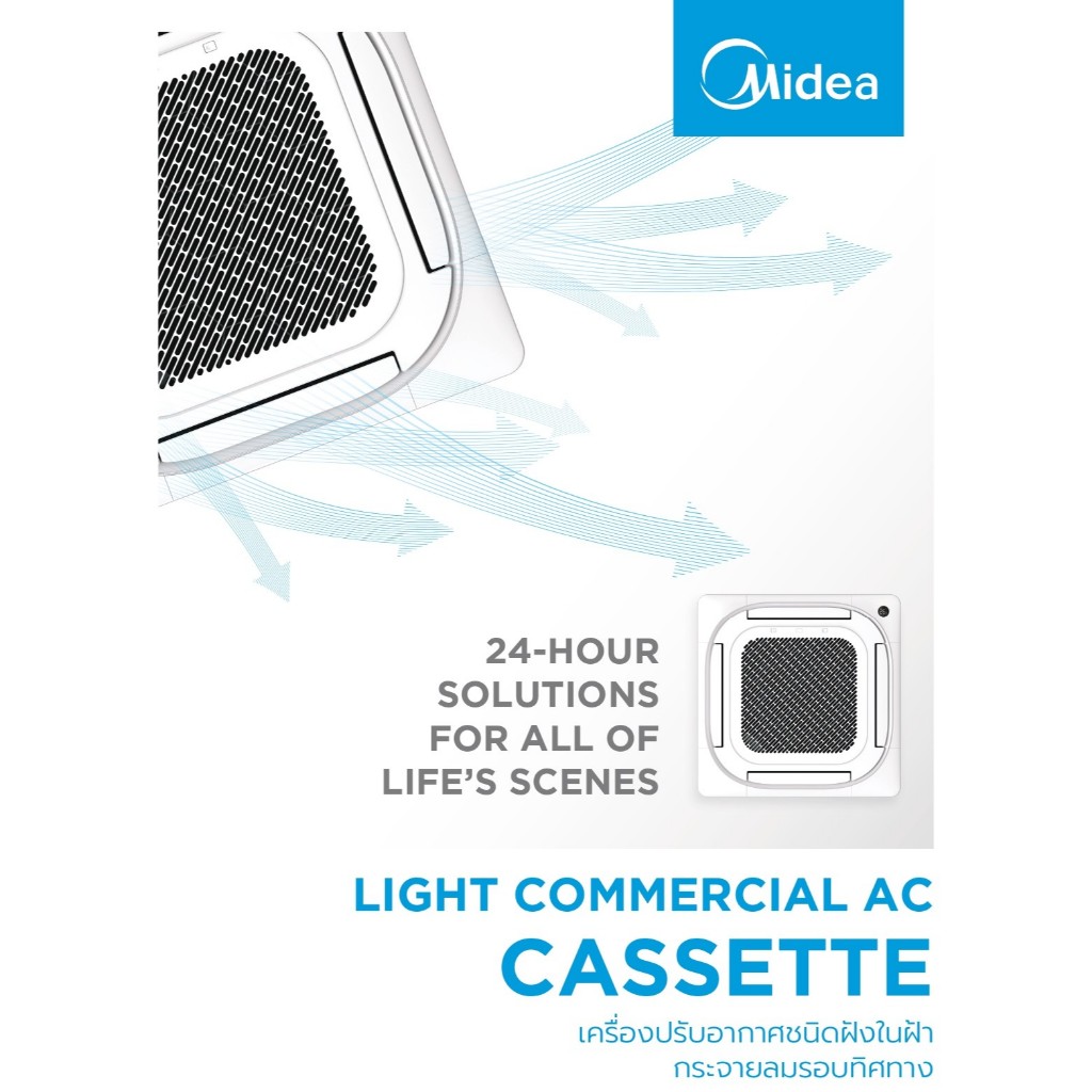 (เช็คสต๊อกก่อนสั่ง)แอร์สี่ทิศทาง ไมเดีย MIDEA INVERTER ระบบอินเวอร์เตอร์ แอร์4ทิศทาง แอร์ฝังฝ้า