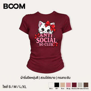 COD เสื้อสาวอวบ เสื้อครอปท็อป แขนสั้น babytee สไตล์เกาหลี y2k T-shirt ลายแมวน่ารักสีชมพูสไตล์หวาน