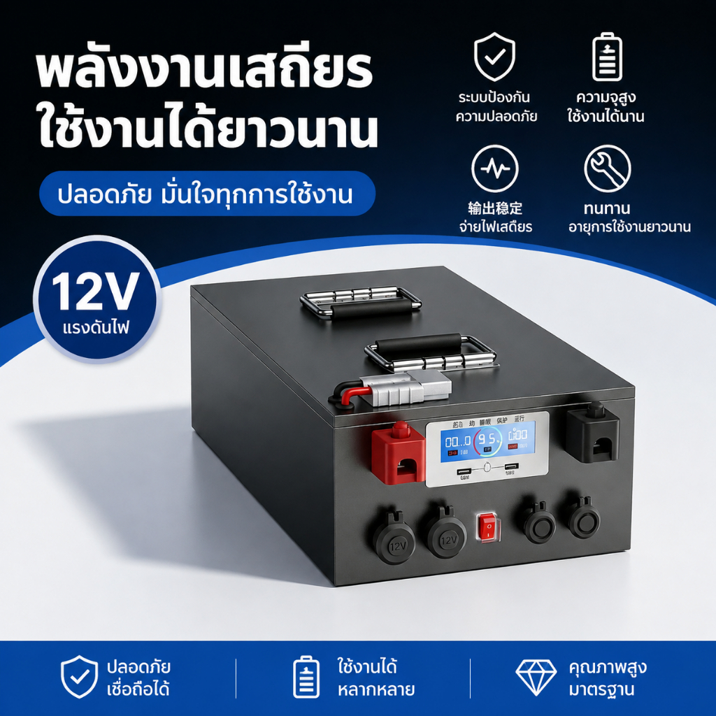 【ประเทศไทย. สินค้าพร้อมส่ง】แบตเตอรี่ลิเธียม 12V แบตลิเธียม 48v 100Ah-200Ah รองรับการชาร์จด้วยพลังงาน
