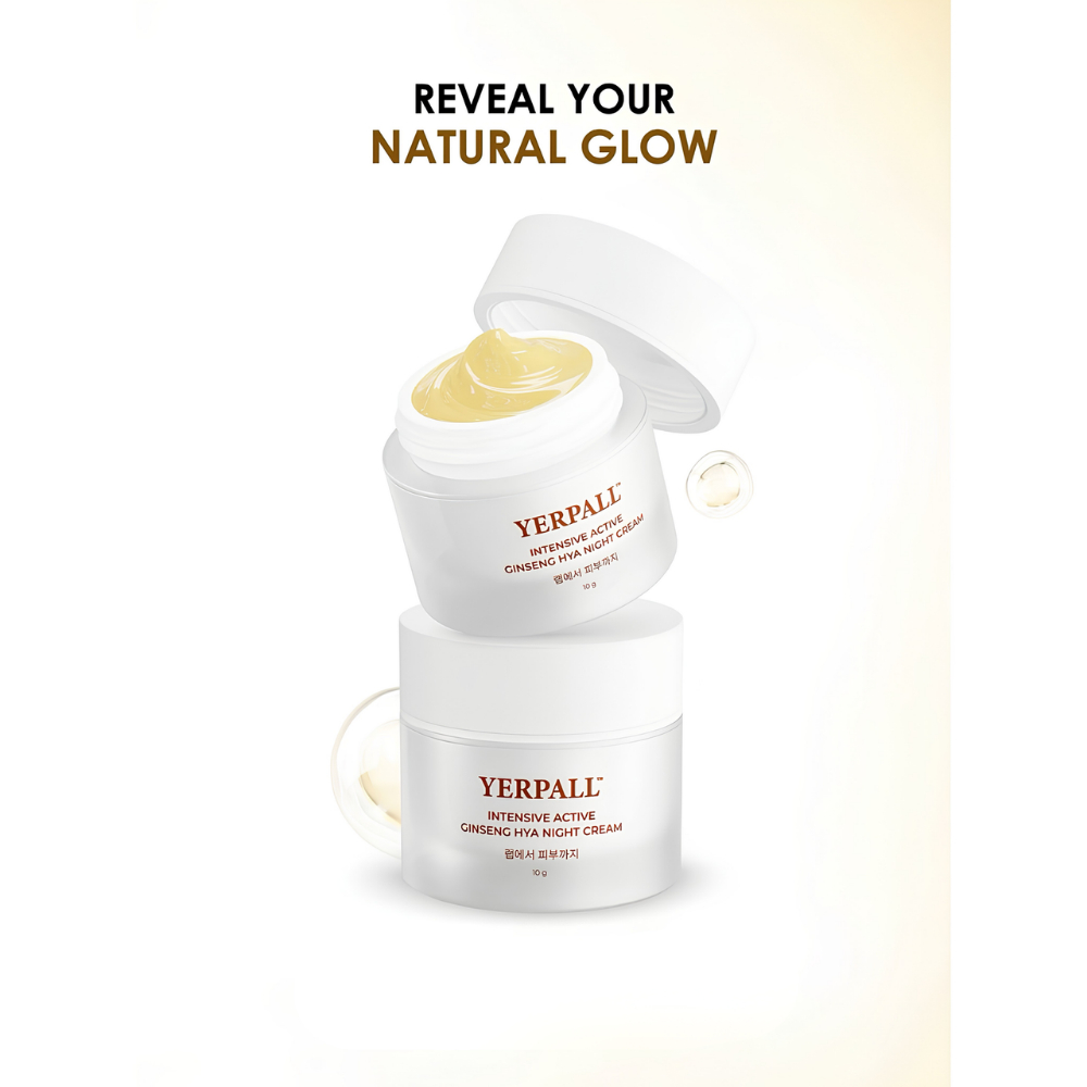 (สูตรใหม่) YERPALL Intensive Active Ginseng Hya Night Cream 10g เยอร์พอล ครีมโสมไฮยา ไนท์ครีม — صورة 2
