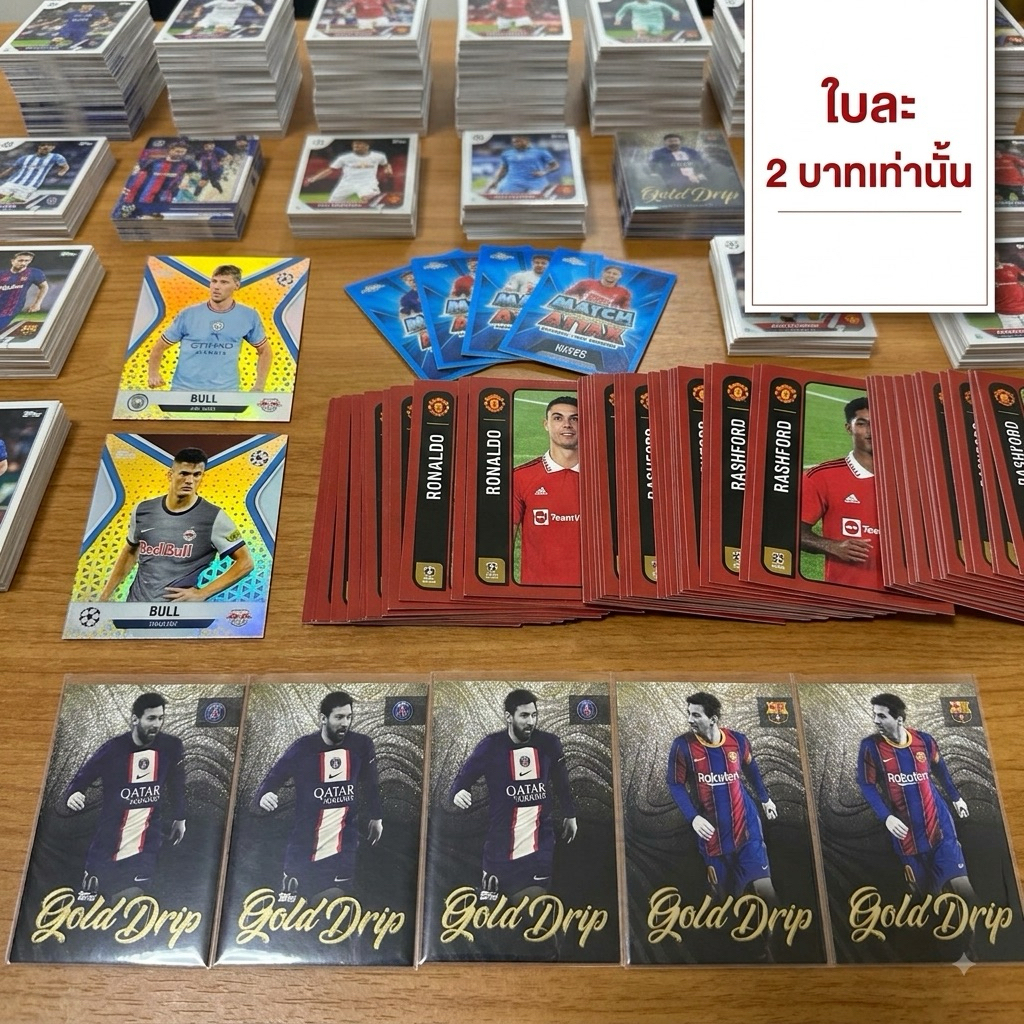 การ์ดสะสมฟุตบอล ลิขสิทธิ์แท้ ใบละ2บาท เท่านั้น