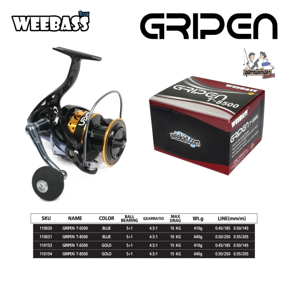 รอกสปิน WEEBASS GRIPEN รอกตกปลา รอกสปินนิ่ง T-6500/ T-8500