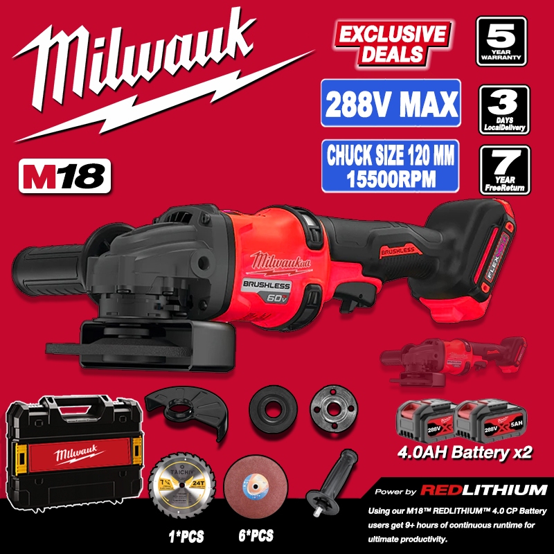 【รับประกัน 2 ปี】COD M18 เครื่องเจียรไร้สาย 5นิ้ว 125mm ลูกหมูไร้สาย ไร้แปรงถ่าน เครื่องเจียร เครื่องตัด งานขัดตัดโลหะไม้