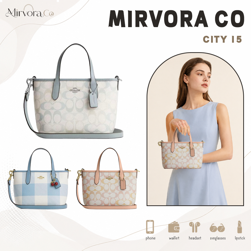【ของแท้ 100%】 City 15 กระเป๋าโท้ท Blue1,Pink, Blue2 15.5cm*9cm*14cm