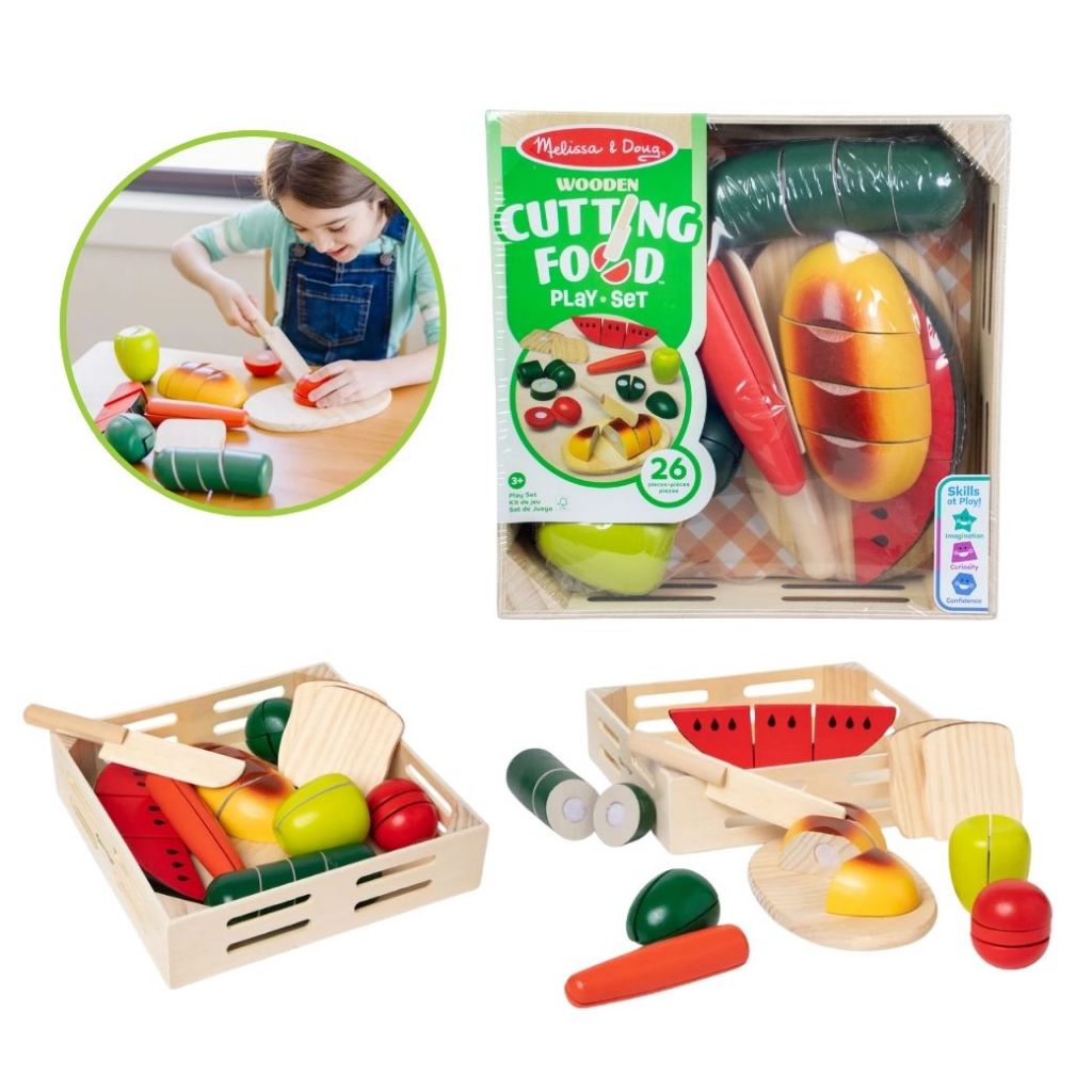 Melissa & Doug طقم تقطيع فواكه وخضار خشبي