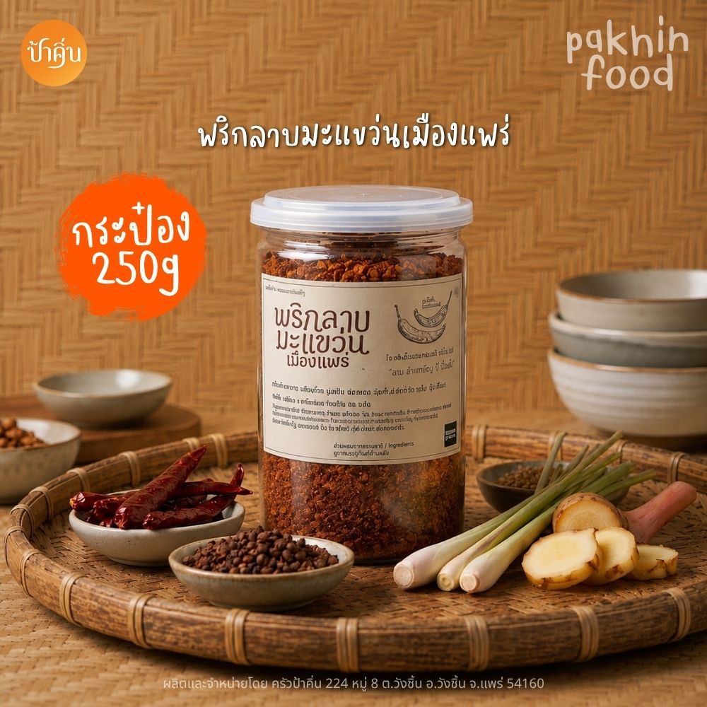 พริกลาบมะแขว่นพร้อมปรุง สูตรเมืองแพร่ กระปุก 250 กรัม