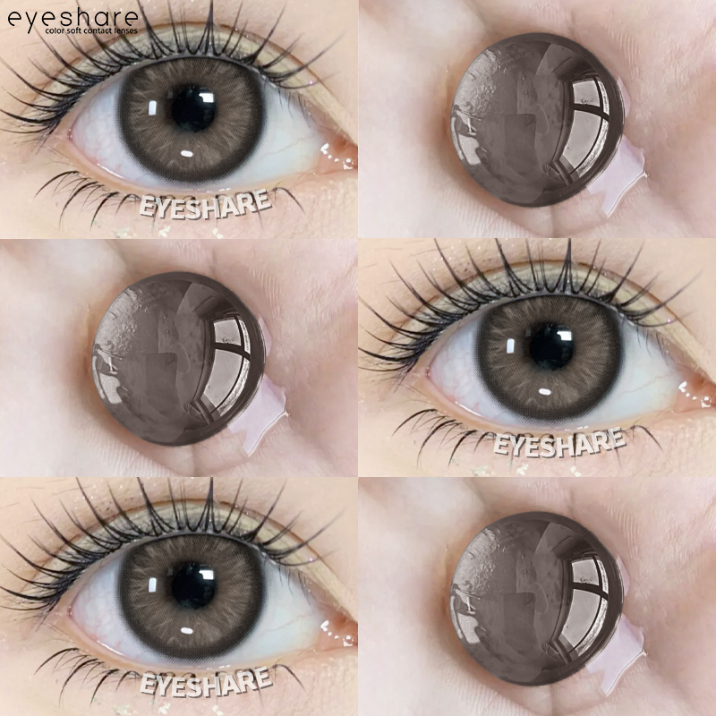 (COD)-Eyeshare AMSTERDAM คอนแทคเลนส์สี 1 คู่ 14.5มม. สีเทา/สีน้ำตาล เลนส์บิ๊กอายน่ารัก ส่งฟรี