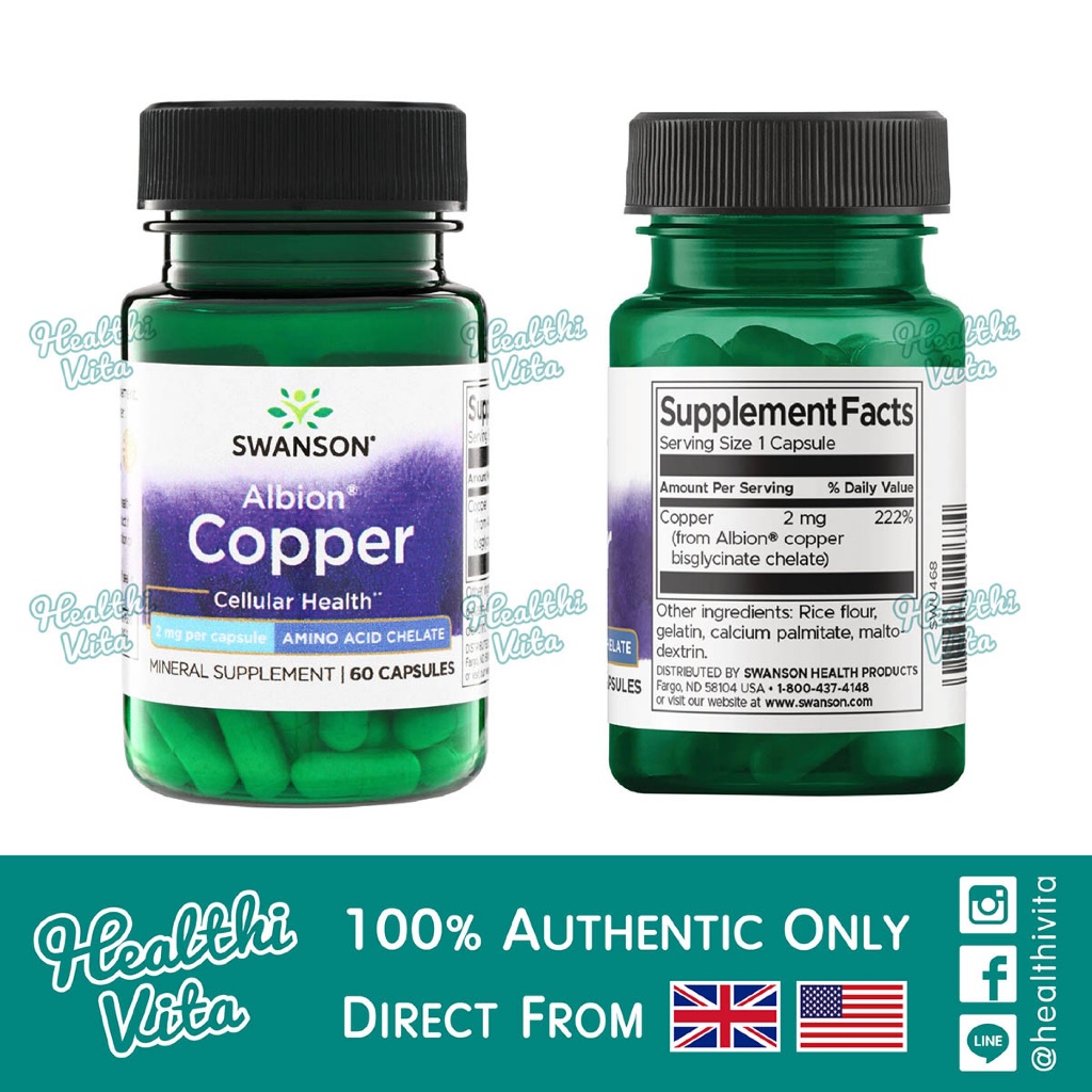 Swanson - Albion® Copper 2 mg/60 Caps ❌Exp.