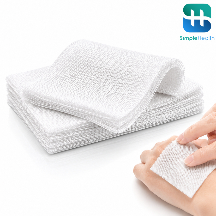 Simple Health ผ้าก๊อซปิดแผลปลอดเชื้อ Sterile Gauze Dressing ผ้าก๊อซทำแผล ซึมซับดี ระบายอากาศ มีหลายขนาด