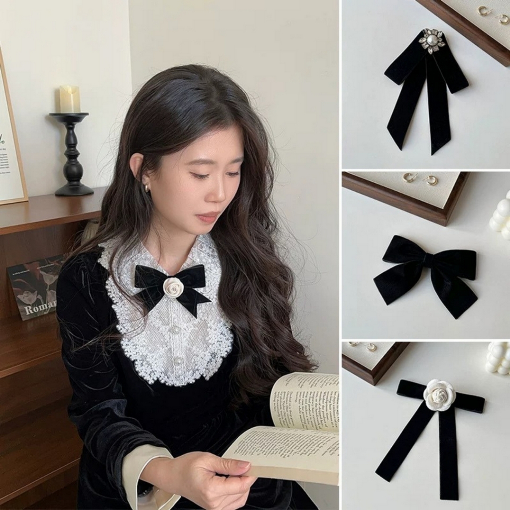 เข็มกลัดโบว์ โบว์ติดเสื้อดีไซน์หวานสุภาพ สำหรับแต่งชุด