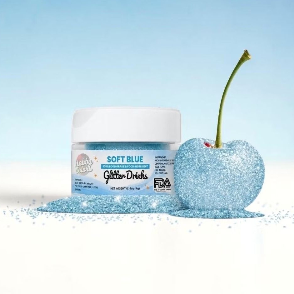 SOFT BLUE | Edible Glitter for Drinks & Deserts กลิตเตอร์ทานได้ สำหรับตกแต่งเครื่องดื่ม เบเกอรี่ ขนมหวาน