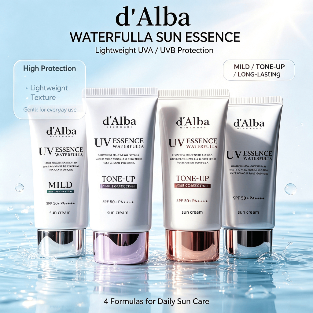 【การจัดส่งที่รวดเร็ว】d'Alba White Truffle Waterfull Essence Sun Cream Series 50ml (SPF50+ PA++++ Vegan) Sun Block