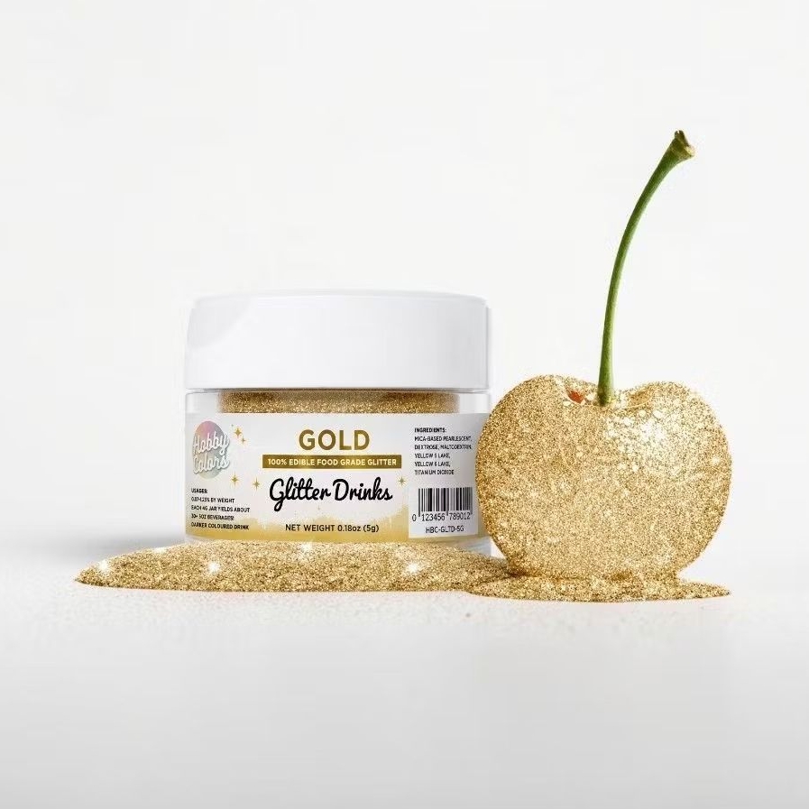 GOLD | Edible Glitter for Drinks & Deserts กลิตเตอร์ทานได้ สำหรับตกแต่งเครื่องดื่ม เบเกอรี่ ขนมหวาน