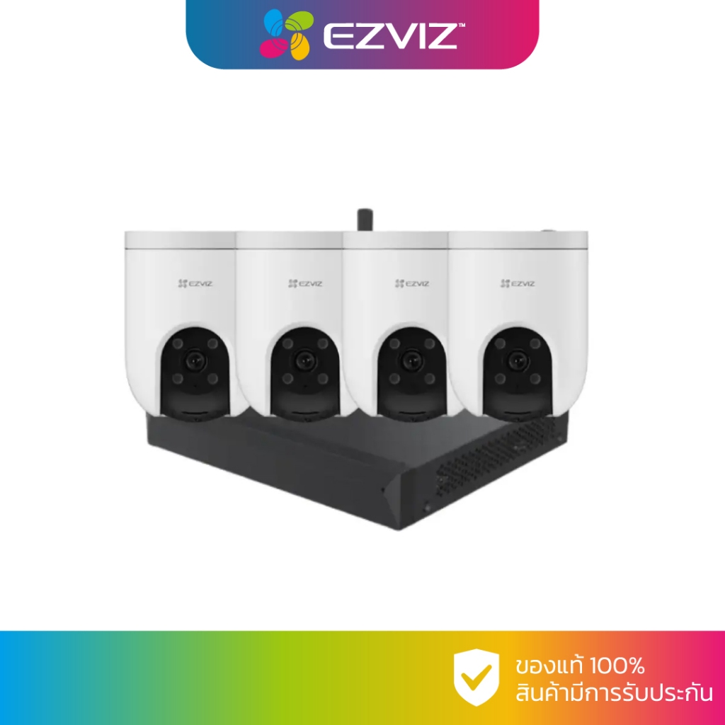 EZVIZ ชุดกล้องวงจรปิด WIFI 4 ตัว 5 ล้านพิกเซล รุ่น H8C Pro 3K(5MP) + X5S-8W (Dual Light หมุนได้ พูดโ