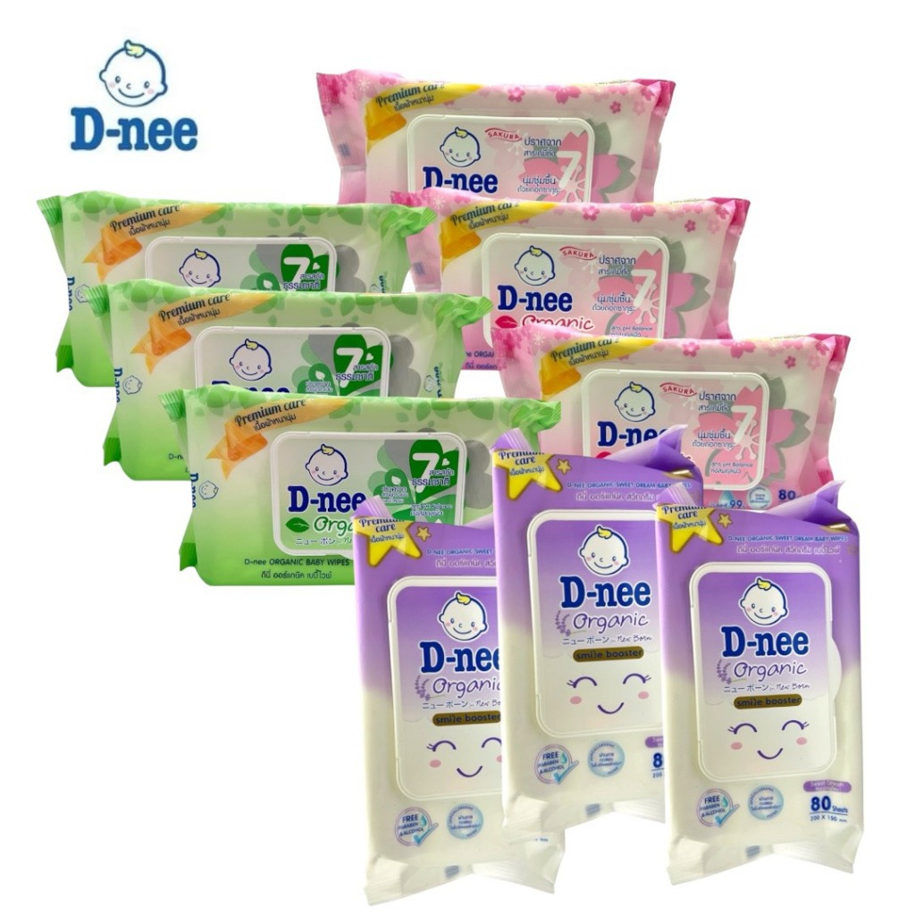 [แพ็ค 3 ห่อ] D-nee ทิชชูเปียก ดีนี่ เบบี้ไวพ์ 80 ชิ้น มีฝาเปิดปิด