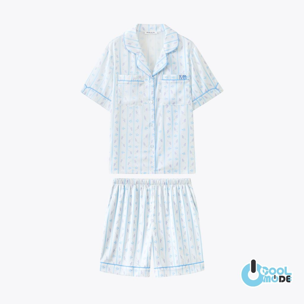 MUSLIN Celestial Bloom stripe - Silk Satin Pajamas [Jardin de Reve Collection]