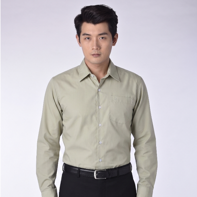 เสื้อเชิ้ต สีเขียว เสื้อรองในชุดคอแบะ ทหารบก ทบ. ผ้าคอตตอน (เปลี่ยนไซส์ฟรี)