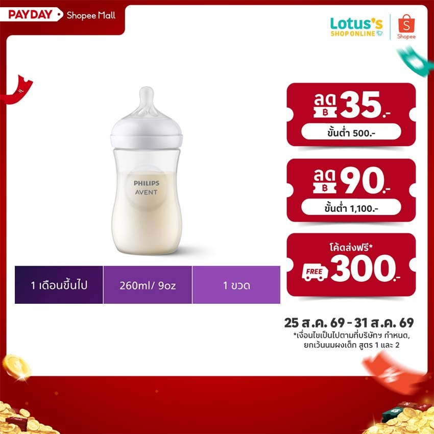ฟิลิปส์ เอเวนท์ ขวดนม ขนาด 9 ออนซ์  รุ่น SCY903/01/02 PHILIPS AVENT 9 OZ MILK BOTTLE SCY 903/01/02