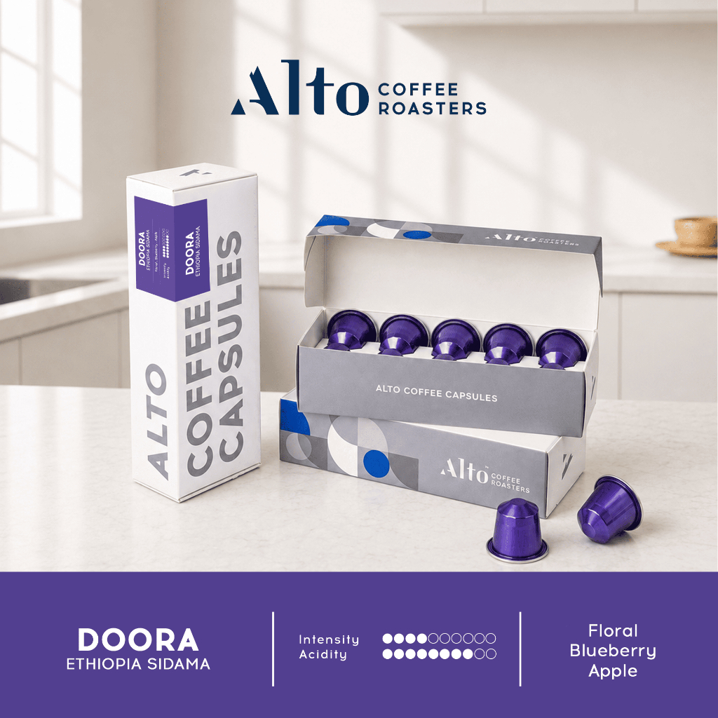 Alto Coffee กาแฟแคปซูล Doora ดูร่า Ethiopia เอธิโอเปีย สำหรับเครื่อง Nespresso (10 แคปซูล)
