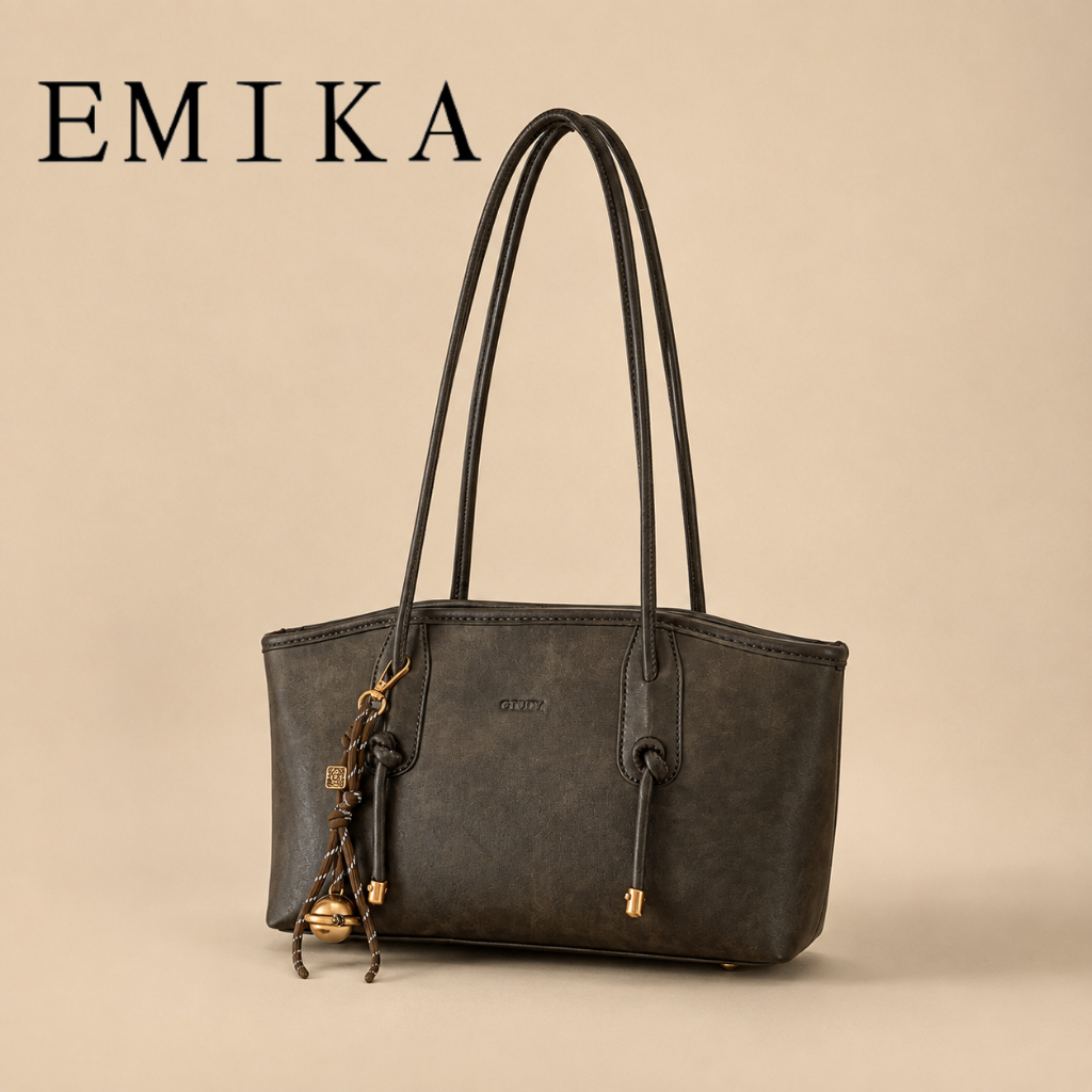 [ล้างสต็อก ราคาถูกพิเศษ]EMIKA กระเป๋าสะพายใต้วงแขนลําลองอินเทรนด์ กระเป๋าถือผู้หญิง กระเป๋าโท้ทวินเทจ หนัง PU