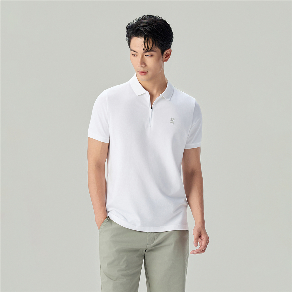 GIORDANO เสื้อโปโลผู้ชาย Men's Slim Collar Zipper Polo 01016261