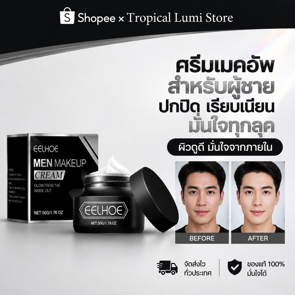 EELHOE ครีมบีบีสำหรับผู้ชาย BB Cream ครีม ผู้ชาย โทนอัพปรับสภาพผิว เพิ่มความชุ่มชื่น หน้าใสไม่ดรอป