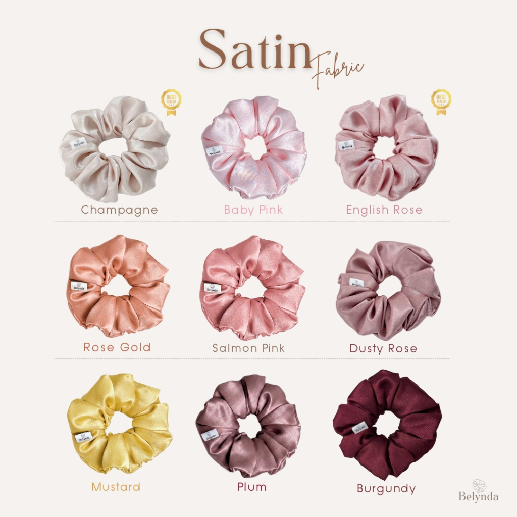 Belynda ♥ Scrunchies ♥ Satin ♥ Small / Regular / Large ยางรัดผม โดนัท ผ้าซาติน